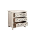 thumbnail image 2 of Taran Designs Monte Floral Carved Solid Wood 3-Drawers Nightstand in White, 2 of 6