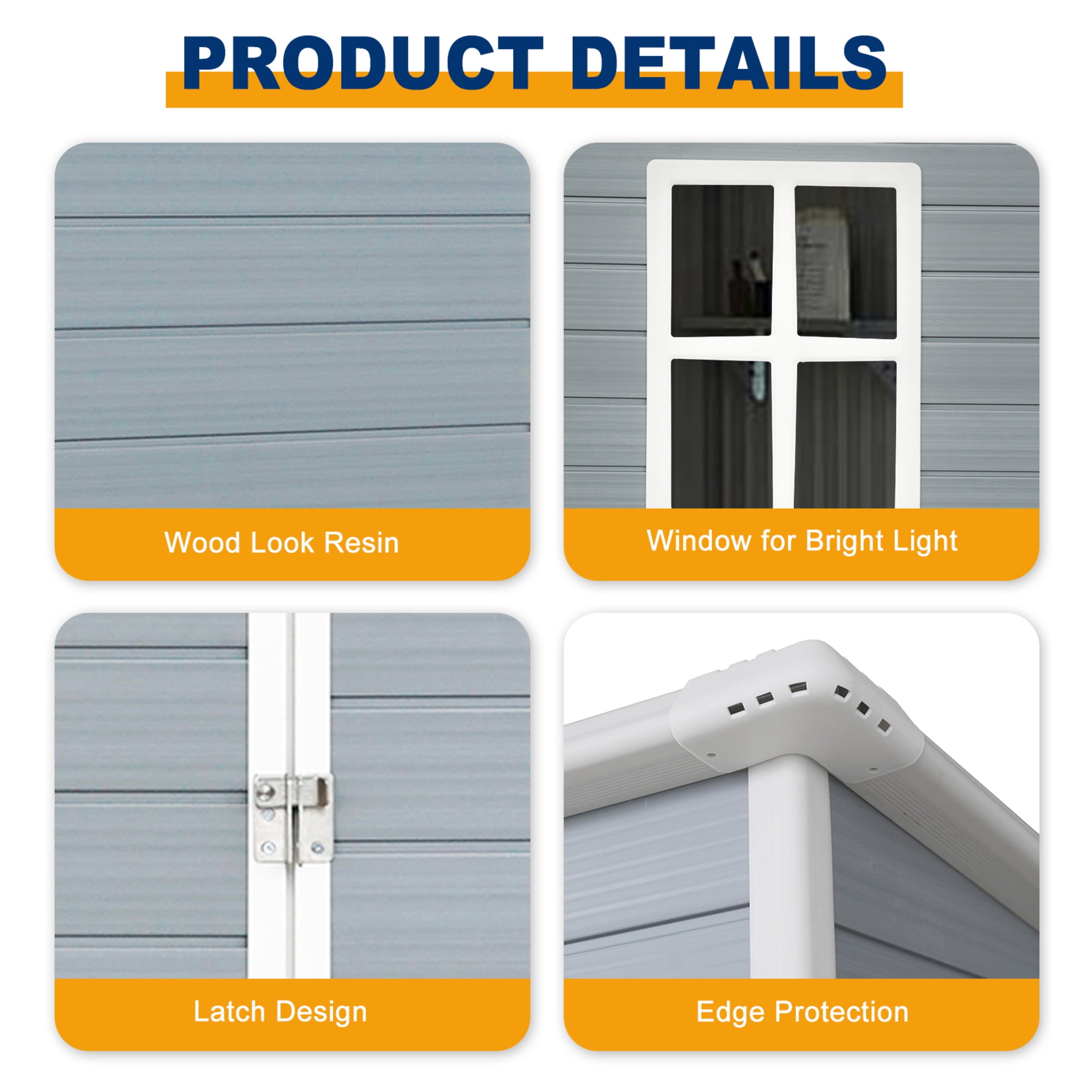 Noble House 5x3 FT Resin Outdoor Storage Shed, Waterproof Plastic Garden Tool Organizer with Lockable Door, Grey