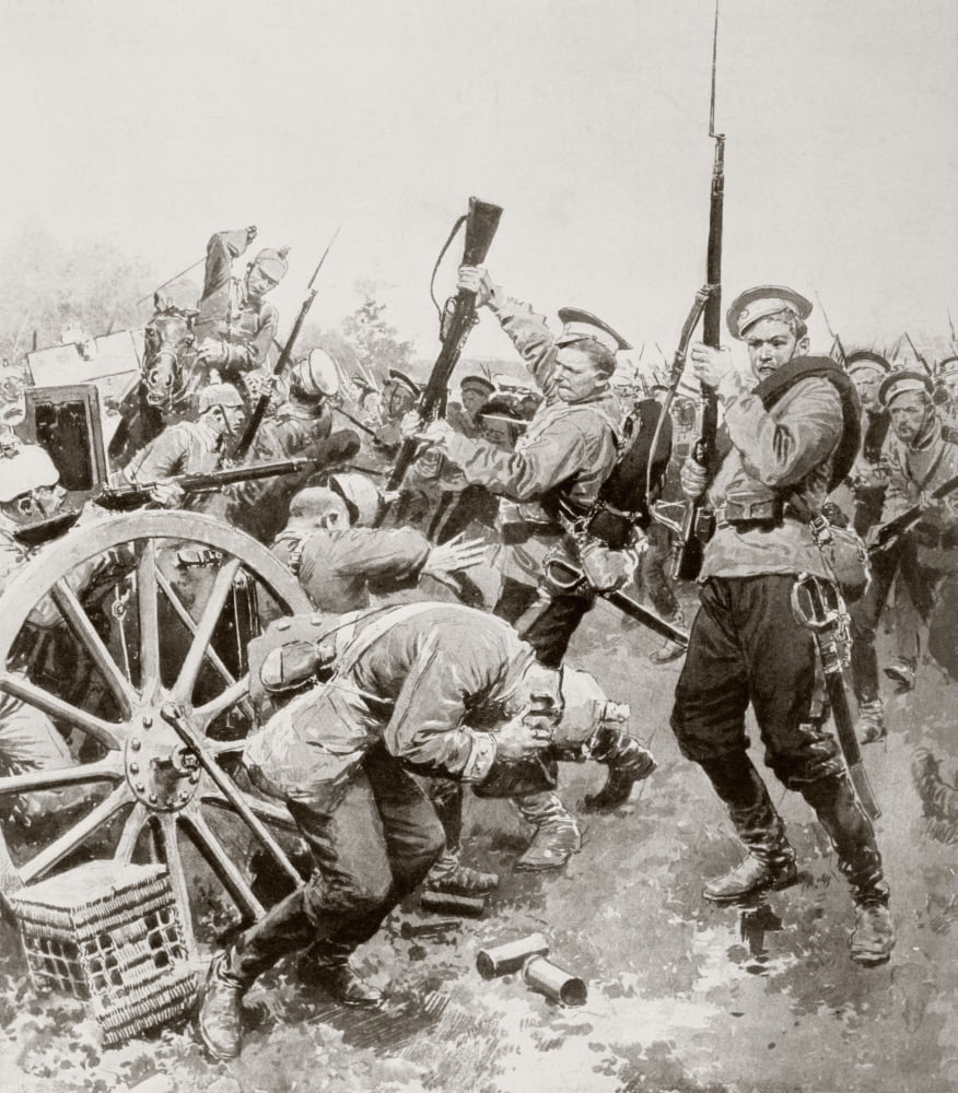 Russian Infantry Attacking The German Lines With A Bayonet Charge Between Korschen And Bartenstein Eastern Prussia August 1914 During The First World War From La Esfera 1914 Canvas Art - Ken Welsh De