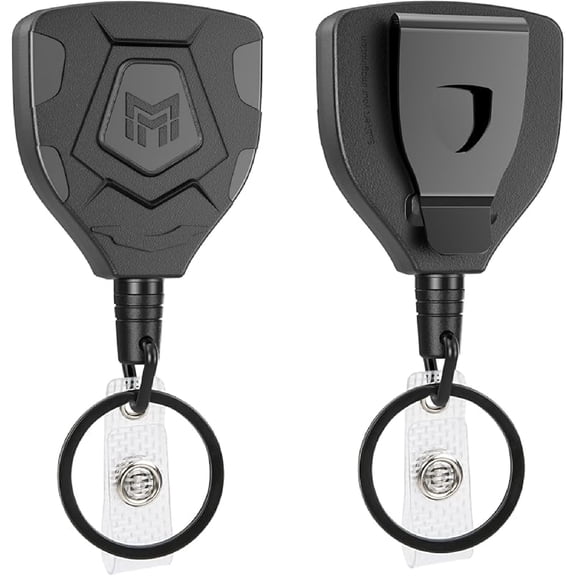 Heavy Duty Retractable Keychain with Belt Clip, ID Badge Reel Key Chain, Badge Holder with 31.5' Steel Cord and Key Ring, 9.0oz, 2-Pack