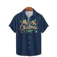 thumbnail image 2 of KeShDi Christmas Mens T-Shirts Men's Printing Button Casual Short Sleeve Turndown Collar Blouse Shirt Black M, 2 of 5