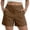 Brown, variant on Womens Pull on Summer Shorts, Flat Front Elastic Back Solid Color Mid Waist Casual Shorts with Pockets, Black, XXL