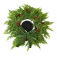 thumbnail image 2 of Christmas Candle Holder Centerpiece with Artificial Greenery Wreath- Cedar&Pinecones Decor for Holiday Table, Mantle, Xmas Dinner Party, Kitchen Windows, Cabinets, and Wedding Table Decorations, 2 of 6