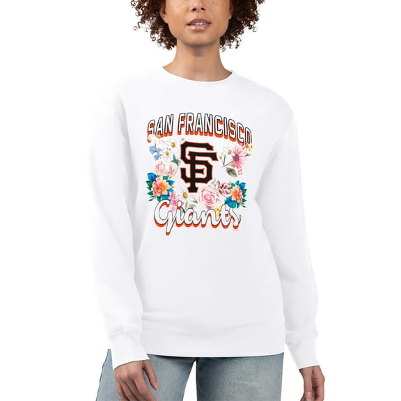 Women's G-III 4Her by Carl Banks White San Francisco Giants Flowers Graphic Pullover Sweatshirt