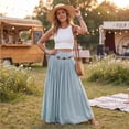 thumbnail image 6 of Boho Maxi Skirts for Women 2026 Summer Cute Flowy Long Skirts Flared A Line Elastic Waist Beach Vacation Resort S, 6 of 8