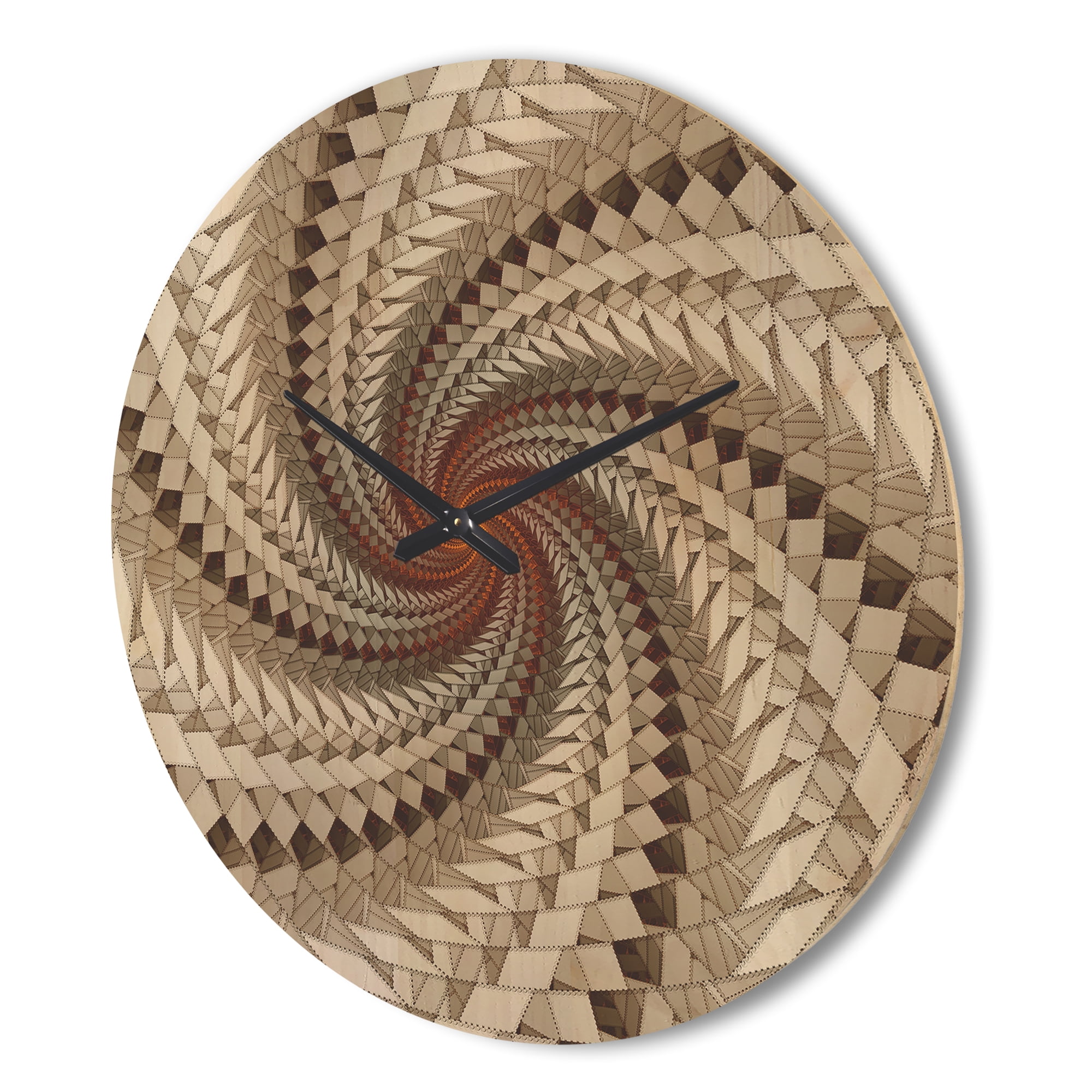 Designart 'White and Brown Fractal Spiral Pattern ' Modern Wood Wall Clock
