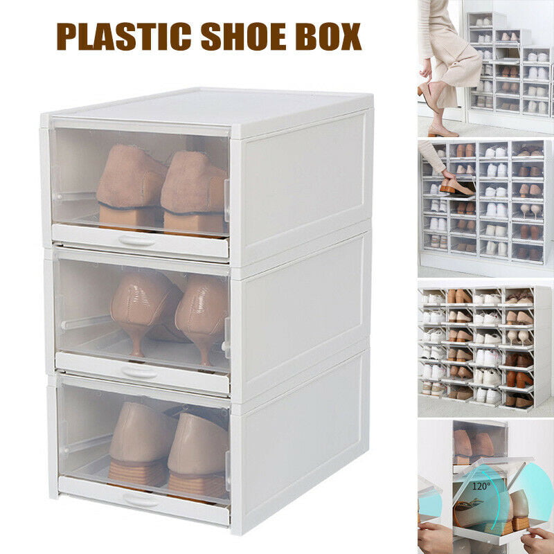 Vaorwne Transparent Shoes Box Drawer Organizer for Shoe Storage Foldable Box for Shoe Home Under Bed Storage