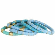 Zad Jewelry Blue Skies Heishi Beaded Stretch Bracelets Set of 6, Blue Multi