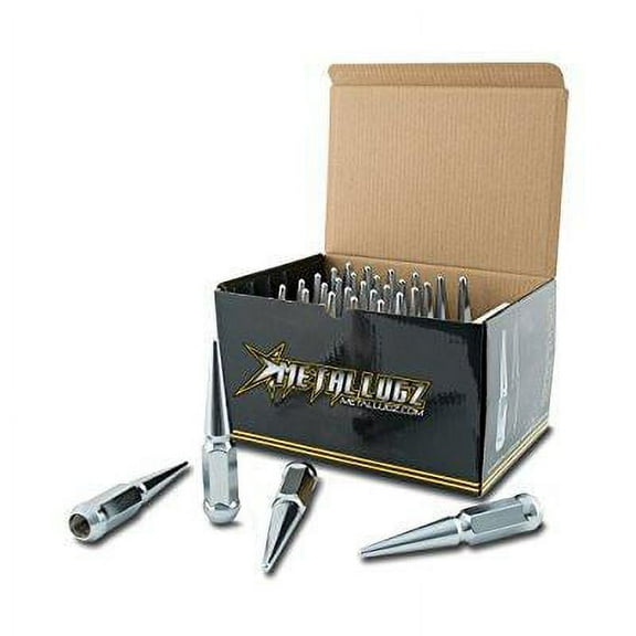20-7/16" Black Metal Lugz Spiked Lugz Conical Style Lug Nuts Full Kit