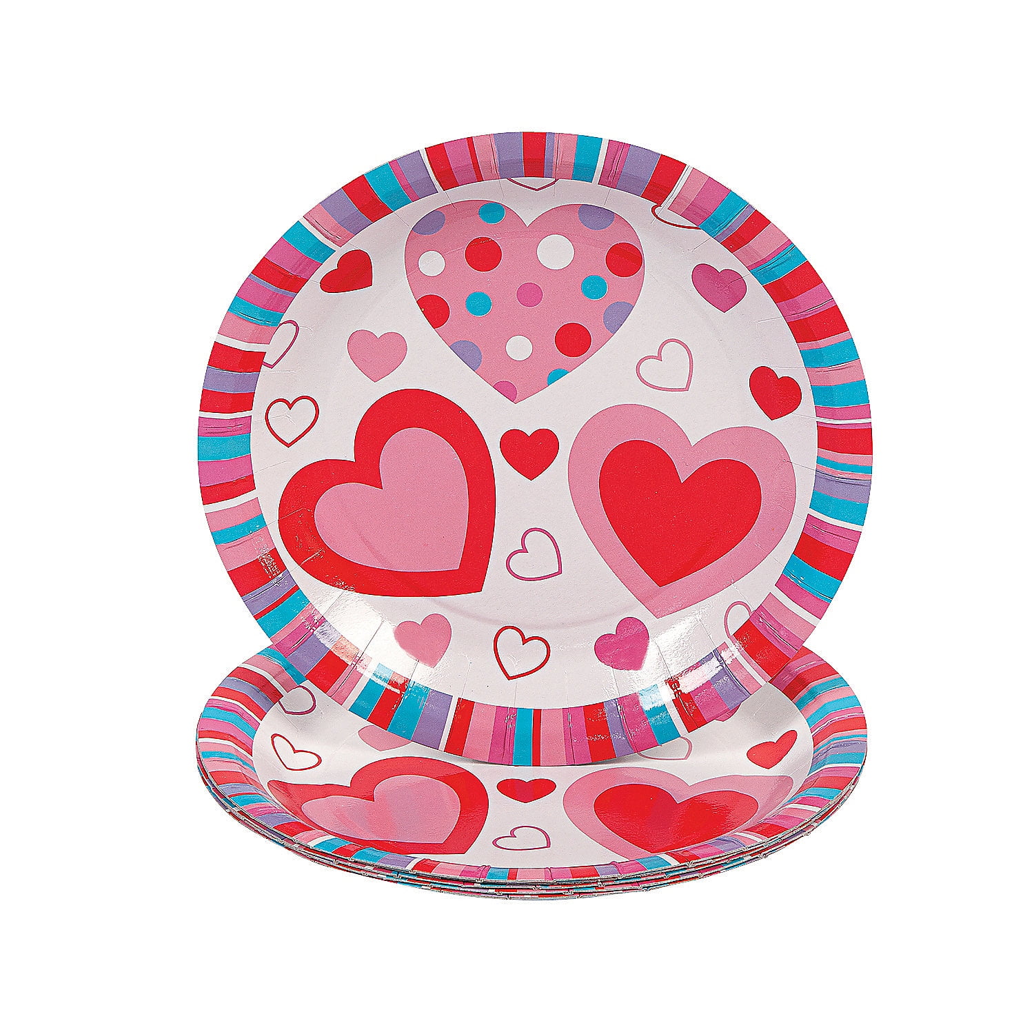 Valentines Hearts Dessert Plates (25Pc) Party Supplies 25 Pieces