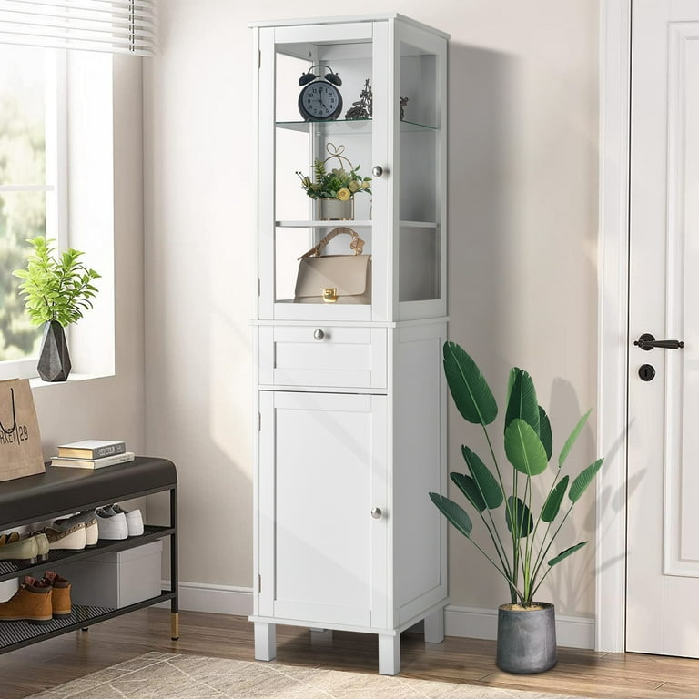 Tall Freestanding Bathroom Storage Cabinet With Drawers And Adjustable  Dividers, Green - ModernLuxe