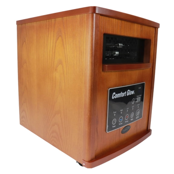 Comfort Glow Portable Electric Cabinet Forced-Air Infrared Quartz Heater, 1,500/750/ECO, 5,120 BTUs, 8 Elements, LED Display, Remote, 6-Ft. Cord