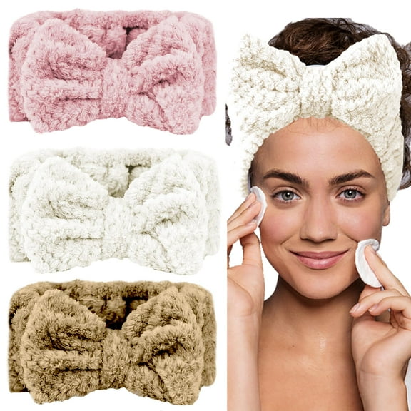 Minzimin 3 Pack Microfiber Towel Headbands for Washing Face, Facial Headbands Makeup Headband Spa Headband Skincare Headband Fash Wash Headband for Women and Girls