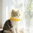 thumbnail image 4 of Pet Cat Head Net, Breathable Mesh Head Cover Protector for Small Dog Cat, Anti-Scavenging Muzzle Mask Elastic Net with Quick Release Buckle for Walking,Yellow - 1pc, 4 of 7