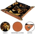 thumbnail image 3 of Women Girls Leather Square Dish Trinket Plate Jewelry Tray, Golden Butterfly Pattern Mothers Day Birthday Gift, 3 of 6