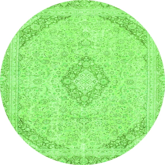Ahgly Company Indoor Round Abstract Green Modern Area Rugs, 5' Round