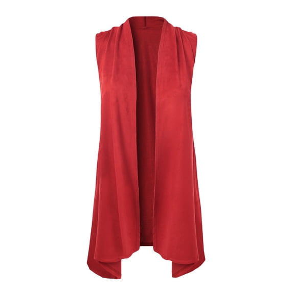 Made by Olivia Women's Solid Lightweight Sleeveless Draped Open Front Cardigan Vest