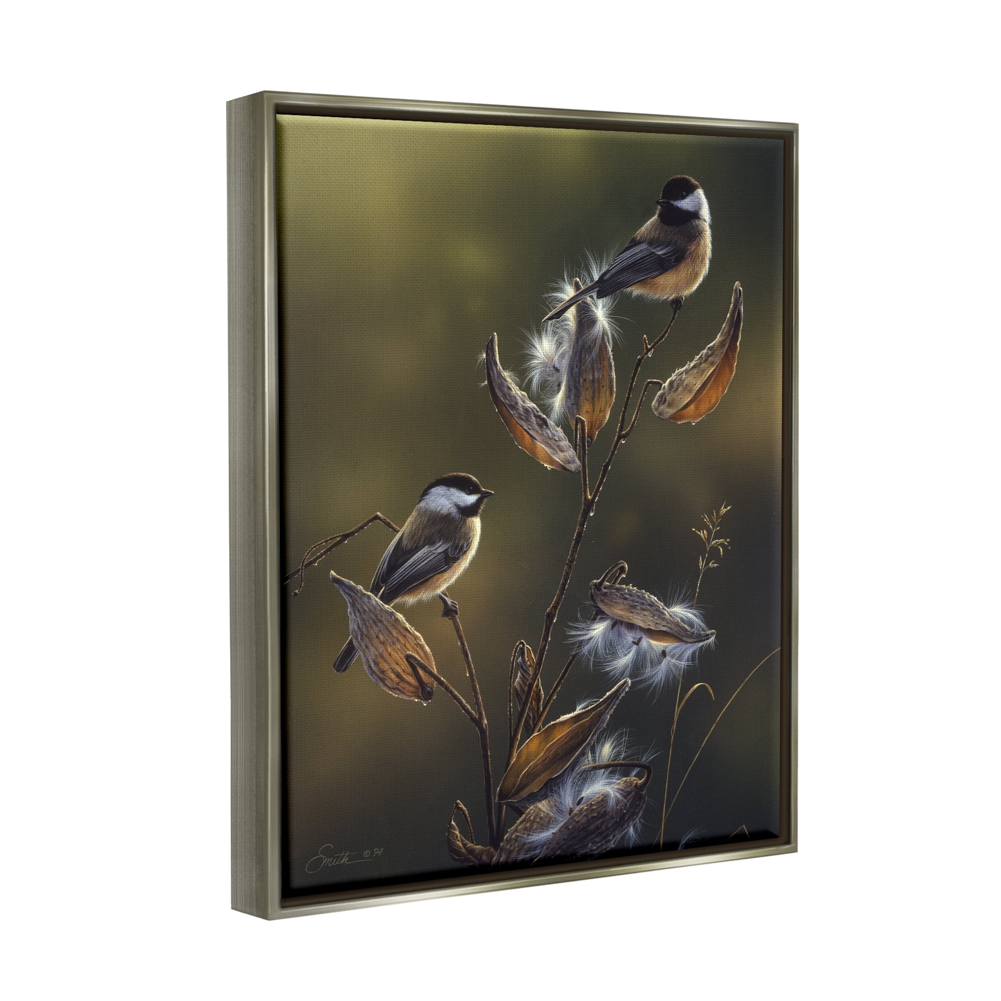 Stupell Industries Sunlit Nature Birds Perched Animals & Insects Painting Gray Floater Framed Art Print Wall Art