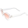 thumbnail image 3 of Modern Chunky Neutral Colored Cat Eye Sunglasses Oval Flat Lens 56mm (Clear / Pink), 3 of 4