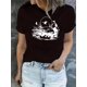 thumbnail image 1 of Camiseta con estampado abstracto de pato para mujer, cuello redondo, manga corta, cómoda mezcla de algodón, ideal para verano, ideal para deportes de ocio., 1 of 8