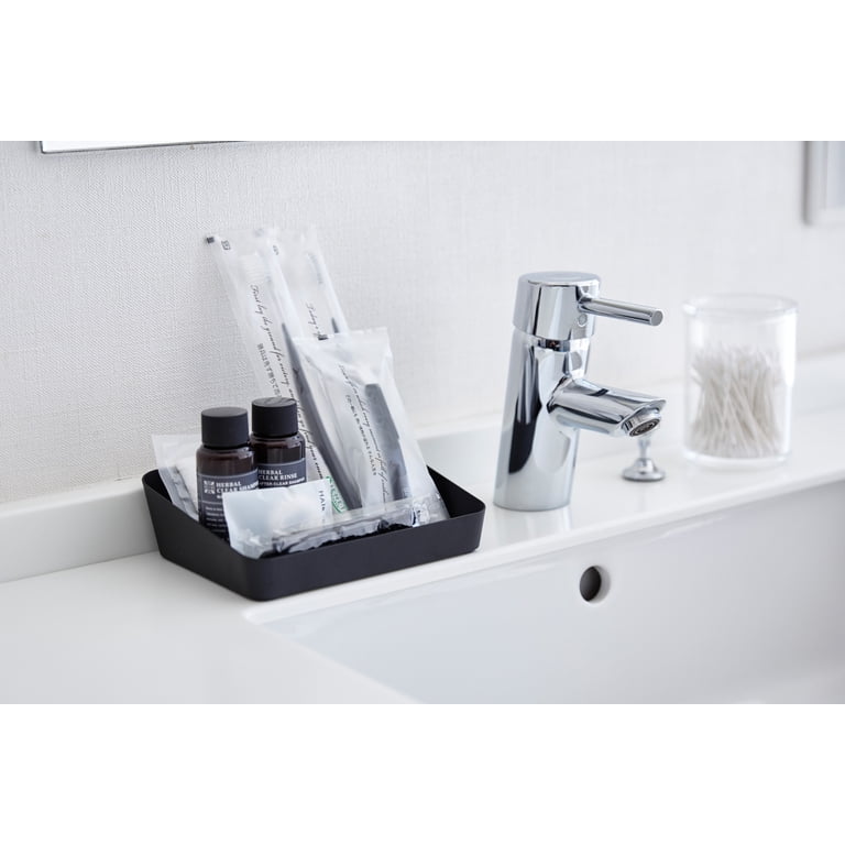 YAMAZAKI Home Tower Amenity Tray - Wide, Large Black Steel Desk Organizer Tray