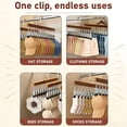 thumbnail image 5 of Closet Organizer with 12 Clips, Pants Hangers with Clips, Legging Organizer 360° Rotating Space Saving Hanging Closet Organizers and Storage (Wood, 1PC), 5 of 7