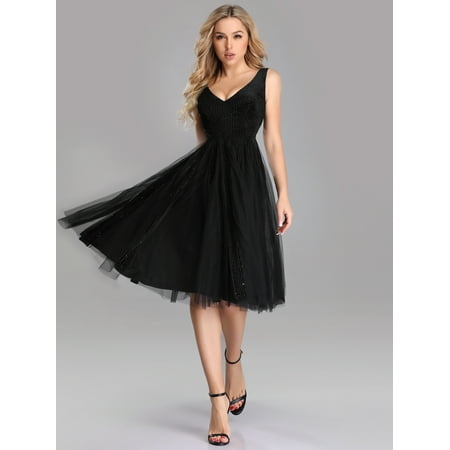 Ever-Pretty Women's Velvet Cocktail Evening Party Dress Vintage Little Black Dresses for Women 03078 US