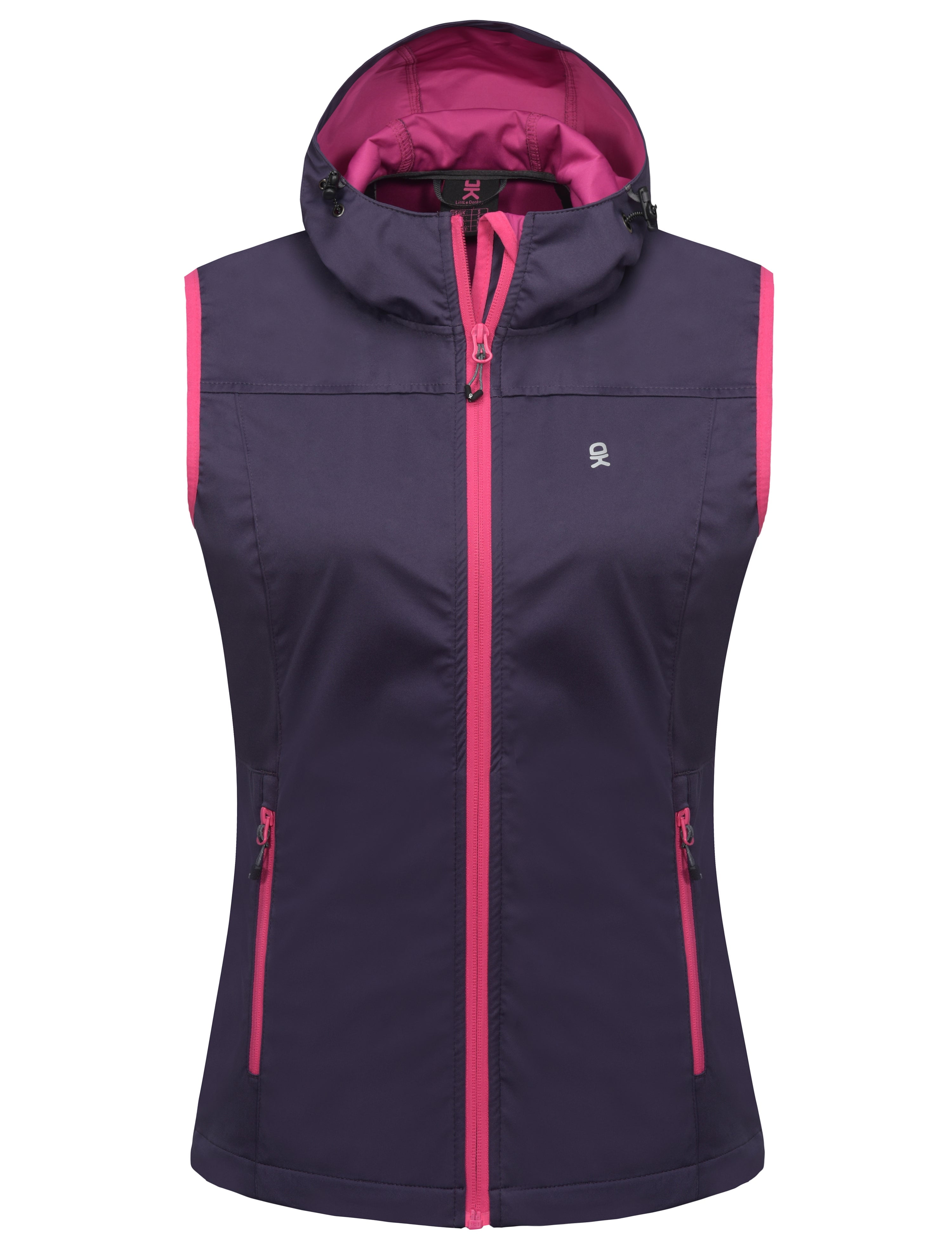 Little Donkey Andy Women's Lightweight Softshell Vest, Hooded Windproof Sleeveless Jacket for Golf Travel Hiking Running Purple XS