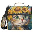 thumbnail image 2 of Circular Folder Package 13.6*3.5*12.4 Inches ,Binder Bag，Binder Organizer，Zipper Binder，3 Ring Binder ,Suitable for Work Cute Sunflower Cat, 2 of 8