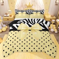 Castle Fairy Kawaii Ribbon Bow Twin Comforter Sets,Animal Zebra Print Bedding Set