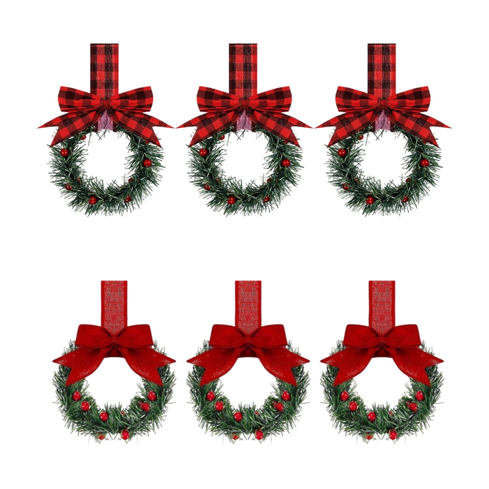 CHENjy Christmas Swag Garland 12 Pack with Ribbon Bows and Berry Clusters Festive Cabinet Hanging Decor for Kitchen Window Lightweight Holiday Wreath for Party Mantel Display