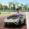 thumbnail image 6 of TOBBI 24V Kids Ride on Car, Licensed Lamborghini STO Electric Car for Boys Girls, Ride on Drift Car with Remote Control, Music, 360° Spin, Max Speed 6 mph, Grey, 6 of 13