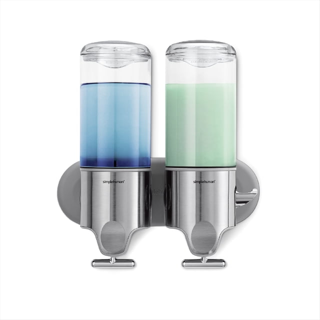 Simplehuman Double Wall Mount Shower Pump, Shampoo and Soap Dispensers, Stainless Steel