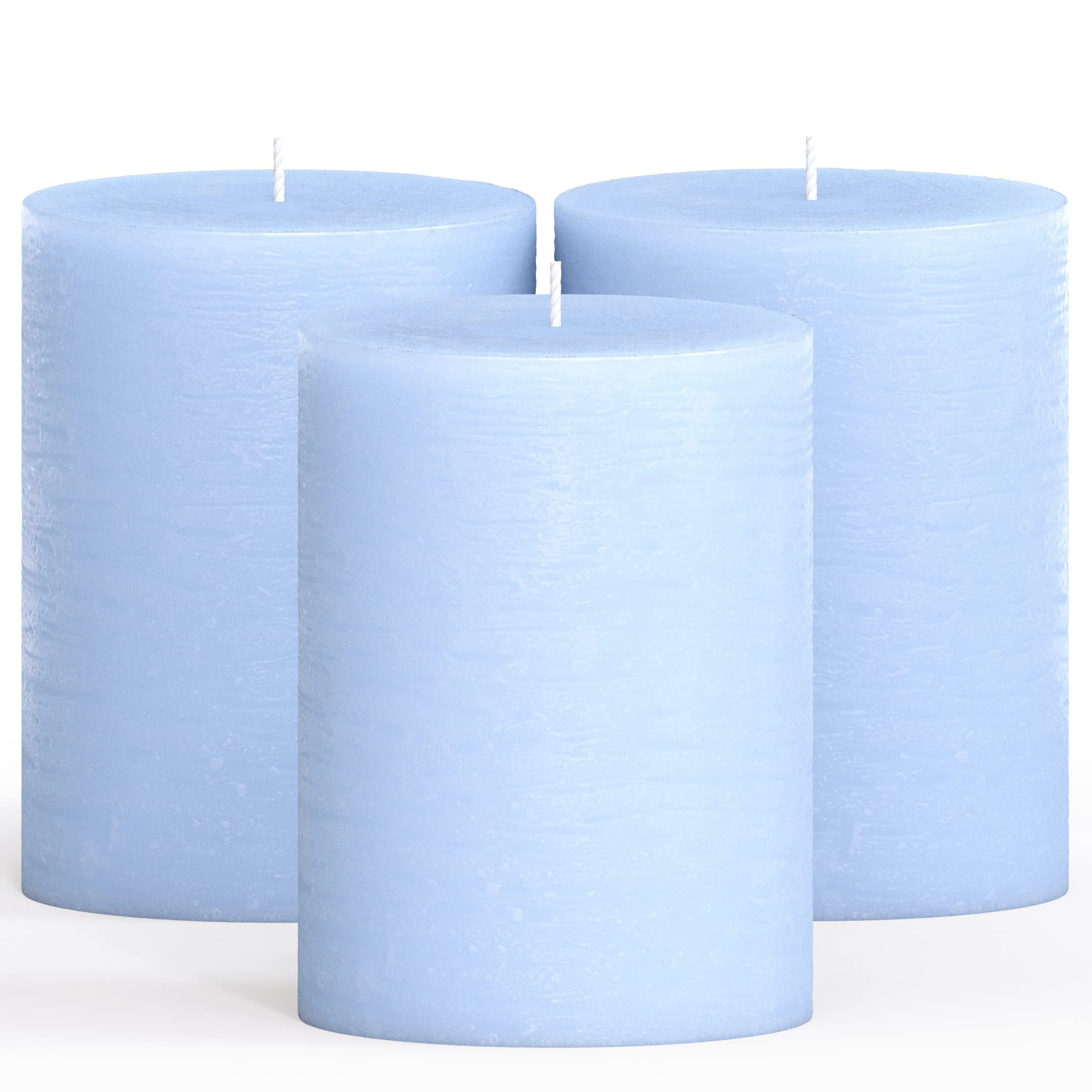 CANDWAX 3x4 Pillar Candles Set of 3 Decorative Rustic Candles Unscented and No Drip Candles