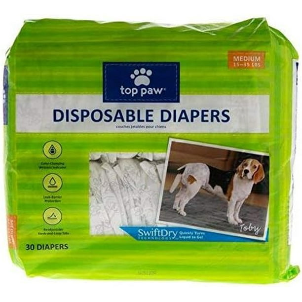 Top Paw Disposable Dog Diapers 30 Pack Medium