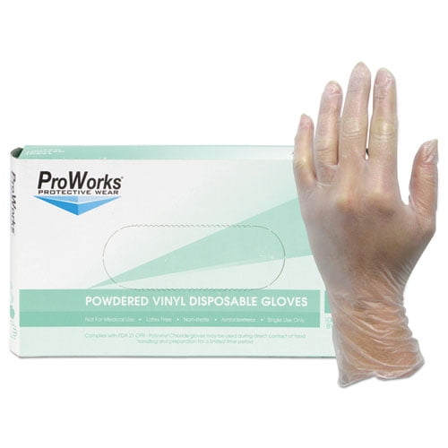 Vinyl Latex Free ProWorks Powder-Free 100 Vinyl Disposable Gloves Blue Small 