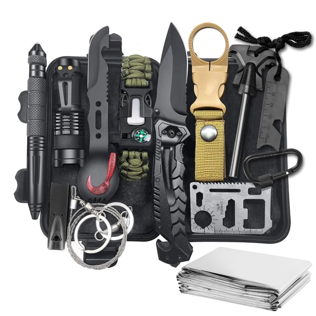 KEPEAK Kit de Supervivencia, Equipo y Equipo de Supervivencia 13 en 1, Herramienta de Supervivencia de Emergencia, Gadgets Geniales para Emergencias al Aire Libre, Camping, Senderismo