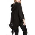 thumbnail image 2 of SWSMCLT Women's Poncho Sweater Ponchos and Wraps Soft Knit Winter Warm Blanket Wrap Shawl Pashmina Hooded Cape Casual Fringe Crochet Black One Size, 2 of 3