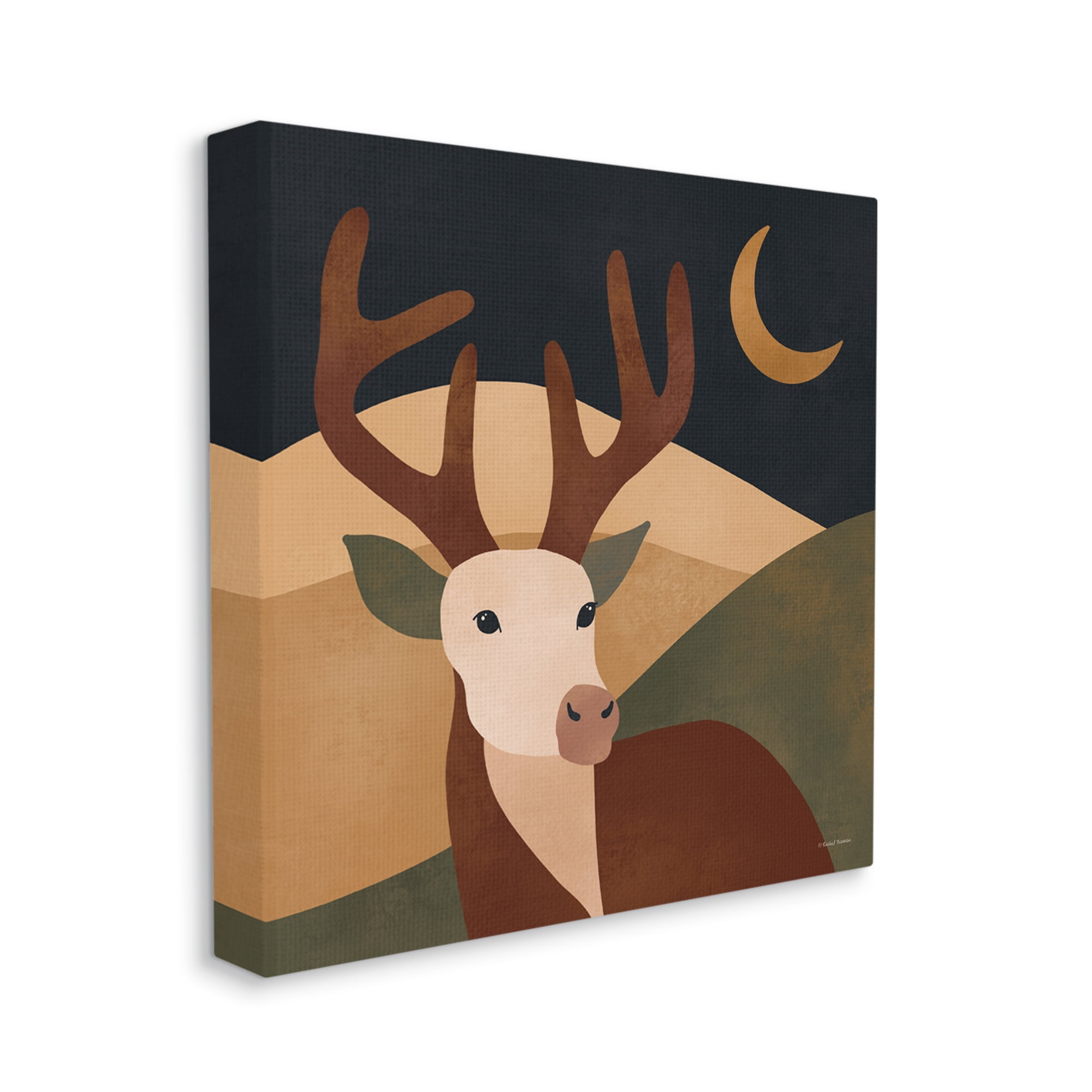 Stupell Industries Minimal Deer Landscape Animals & Insects Painting Gallery Wrapped Canvas Art Print Wall Art, 24 x 24