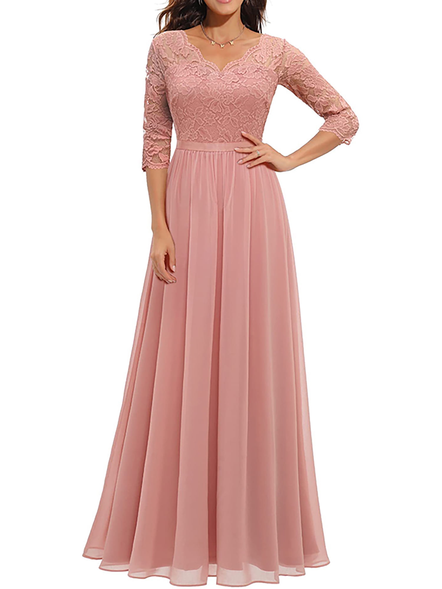 Capreze Ladies Party Long Dress Belt Ball Gown Short Sleeve Maxi