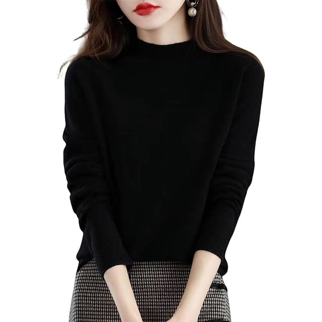 Women‘s Wool Sweaters Mock Turtle Neck Lightweight Long Sleeve Cozy Warm Fall Winter Pullover Tops