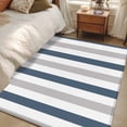thumbnail image 5 of Blue Gray Striped Large Area Rugs for Bedroom Living Room, Soft Non Slip Carpet Bedside Rug, Farmhouse Stripe Art Rectangular Floor Cover Kitchen Accent Rug 3'x5' for Dining Room/Office, 5 of 9