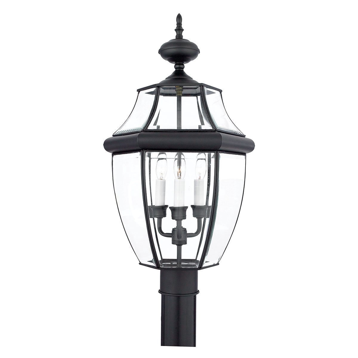 Urban Ambiance Luxury Colonial Outdoor Post Light, Large Size: 23"H x 12.5"W, with Tudor Style Elements, Versatile Design, High-End Black Silk Finish and Beveled Glass, UQL1150