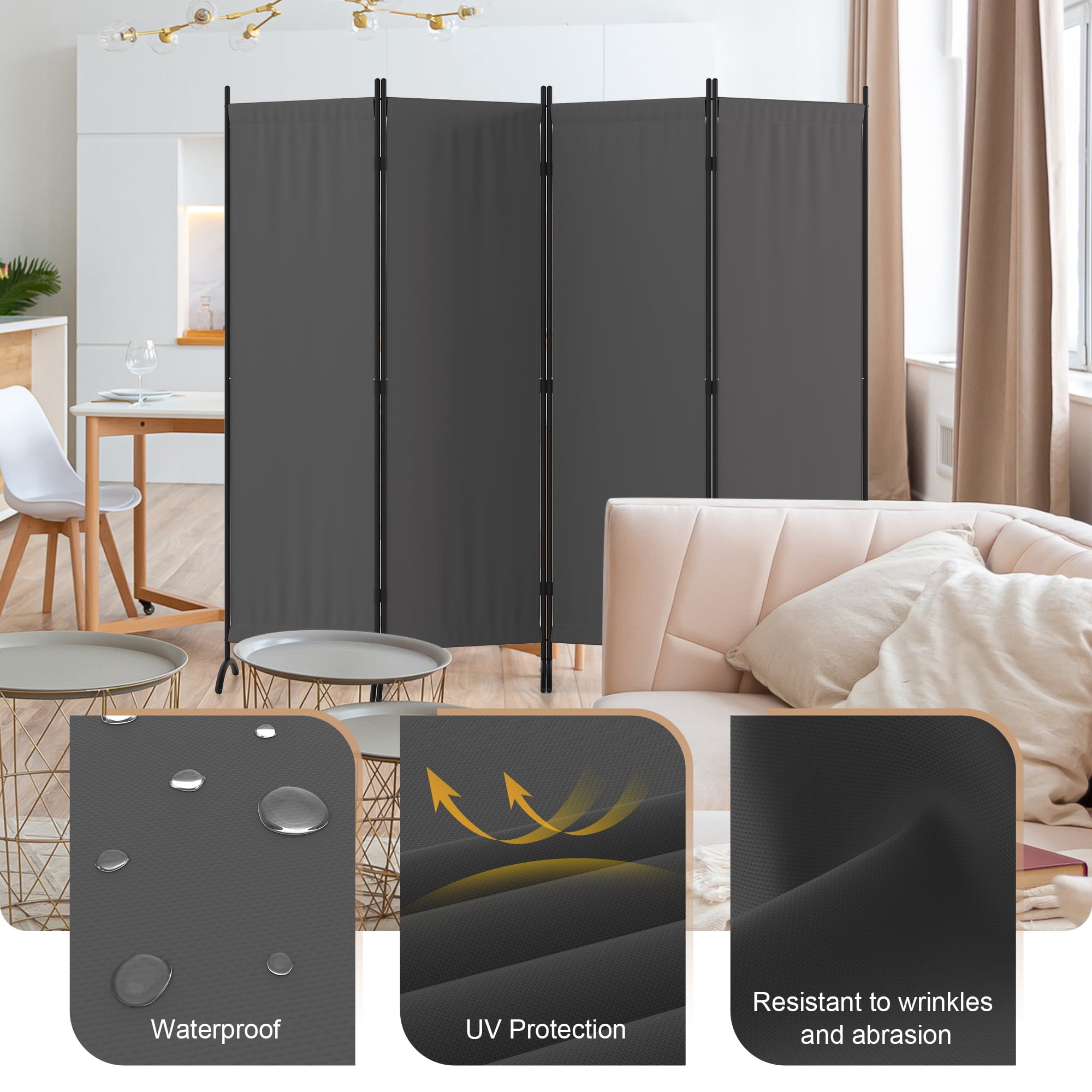 Room Divider 7FT Portable Room Dividers And Folding Privacy Screens, 89'' W Fabric Divider For Room Separation, 4 Panel Partition Room Dividers Freestanding Wall Divider Screen For Dorm Studio Office