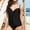 C_ Black, variant on UTSJKR Women Tummy Control One Piece Swimsuits with Shorts Boyleg Polka Dot Retro Bathing Suit Halter Swimwear Black M
