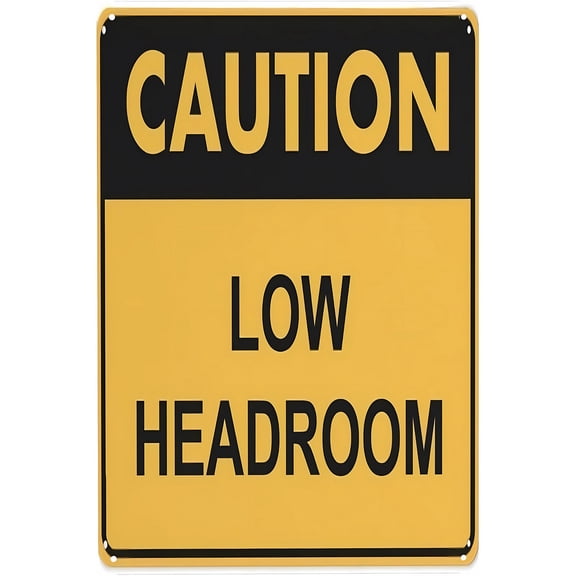 Caution Low Headroom Sign - 8"x12" Vintage Metal Warning Sign, Industrial Safety Decor for Home Farm Bar Coffee Shop Club Warehouse Factory Garage