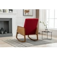 thumbnail image 3 of Modern Accent Rocking Chair,Glider Chair with Rattan Armrests & Wooden Base,Modern Comfy Upholstered Sofa Chair Armchair for Nursery,Living Room, Bedroom, 3 of 9