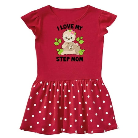 

Inktastic Cute Sloth I Love My Step Mom with Green Leaves Gift Baby Girl Dress