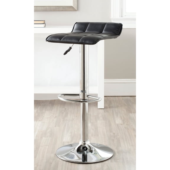 Safavieh Lamita 22.4"-30.9" Chrome Steel Bar Stool in Black
