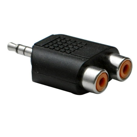 Seismic Audio 3.5 MM 1/8" TRS Male to 2 RCA Female Splitter - Y Mini Pin Stereo Adapter Jack Black - SAPT55